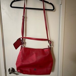 Vibrant Red Crossbody Bag with Gold Hardware
